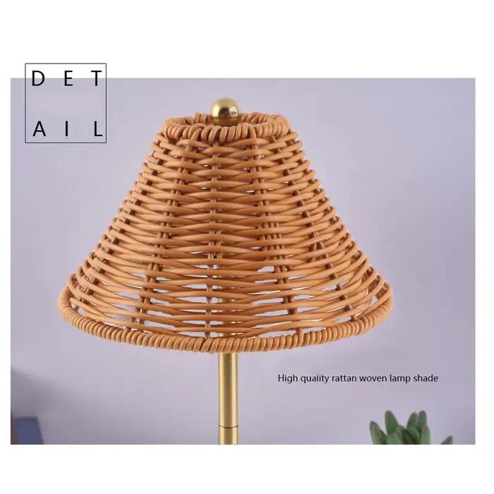 Lampe de lecture LED Rechargeable, lampe de chevet à intensité variable, économie d'énergie, soins oculaires, compacte, 600mAh, tissage en rotin pour PC, pour Restaurant