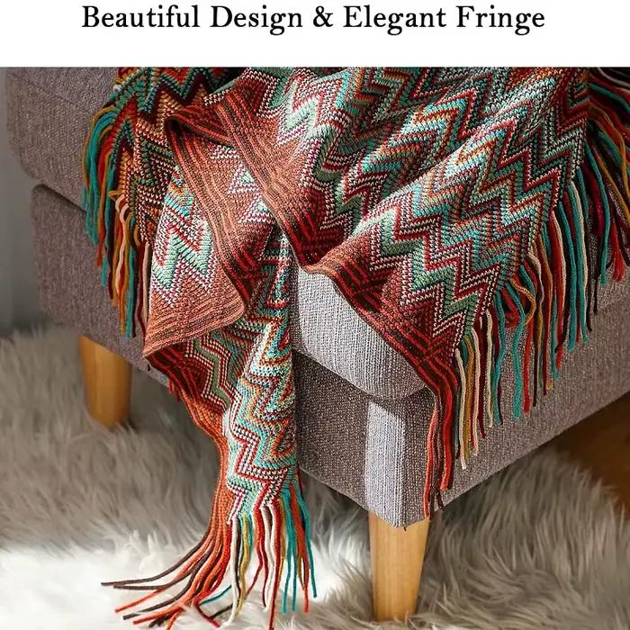 Couverture de lit bohème modèle tricoté décoration de la maison