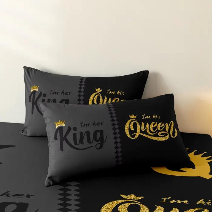 Parure de lit imprimée couronne Queen & King
