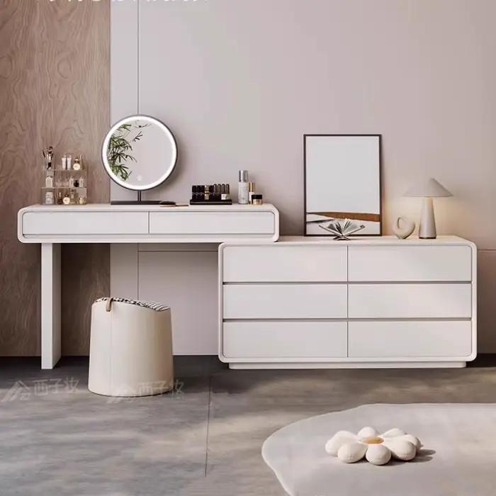 Coiffeuse de luxe moderne rangement appartement blanc classique