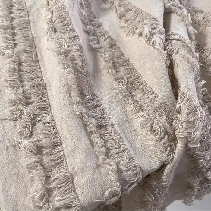 Tissu jacquard en coton et lin lavé à la main