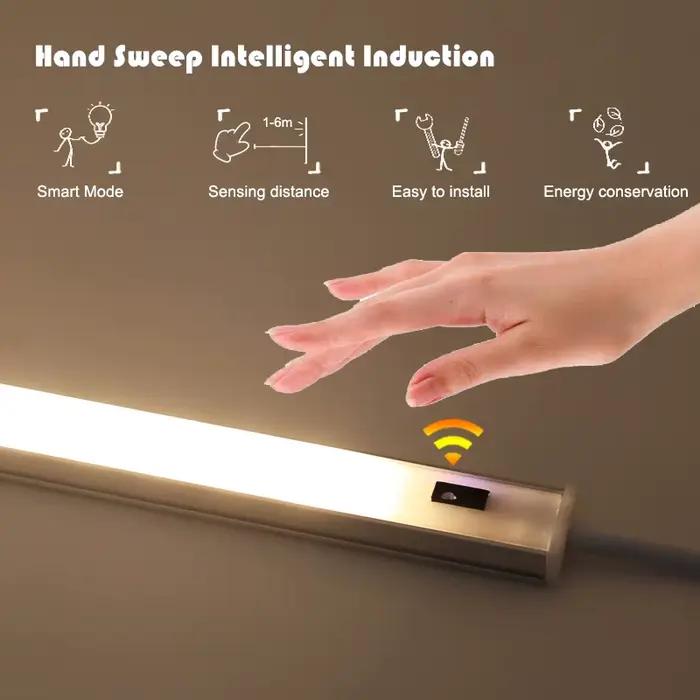 Lumière LED sous-meuble lumières pour cuisine interrupteur de balayage manuel PIR capteur de mouvement placard garde-robe lampe 30/40/50 cm LED veilleuse