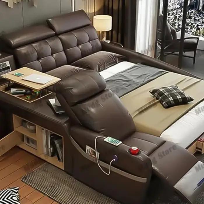 Lit double électrique avec coiffeuse intégrée