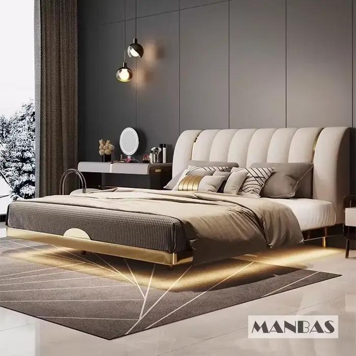 Linlamlim-Lit Suspendu Moderne en Cuir group avec Capteur de Lumière