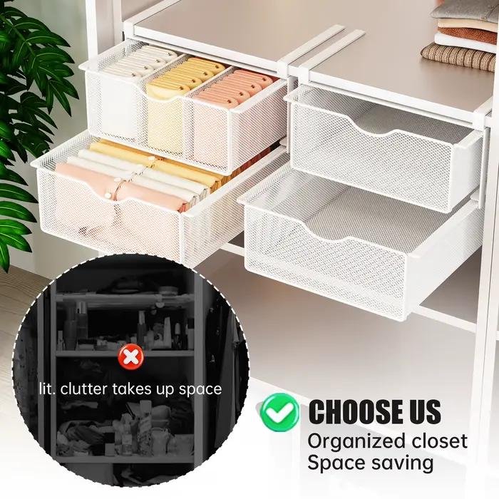Organisateur de penderie double couche à tiroir coulissant pour sous-vêtements et vêtements