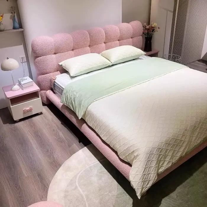 Tapisserie lit français princesse cadre de luxe tête de lit rembourrée Queen Size Camarotes Para dortoir maison accessoires