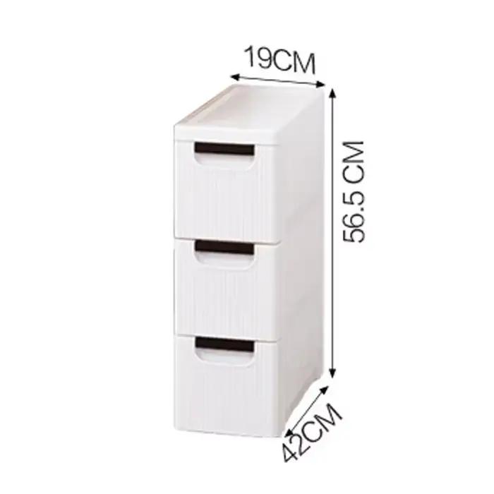 Petite armoire de sol d'angle de salle de bain blanche avec roulettes