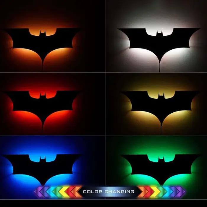 Applique murale chauve-souris 3D RVB LED créative avec télécommande, lumière décorative, chevet, salle de jeu, bar, chambre, salon, porche