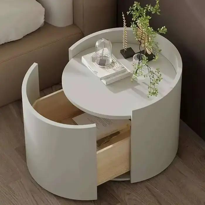Tables de Chevet Rondes Design Minimalistes avec Rangement