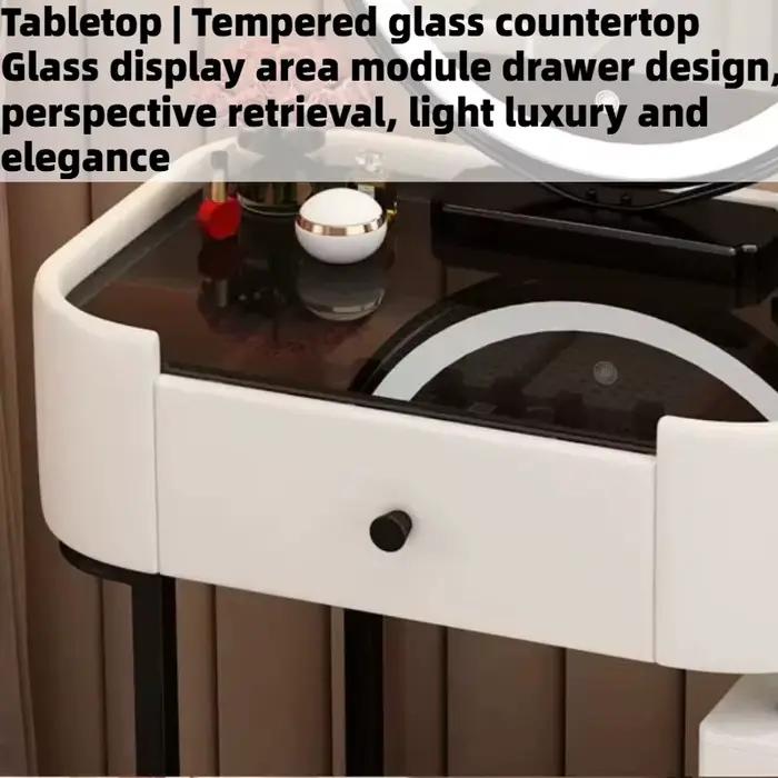 Coiffeuse avec miroir LED et tabouret
