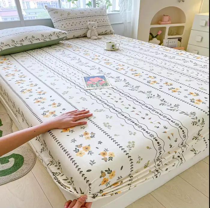 Ensembles de draps de lit élastiques 100% coton