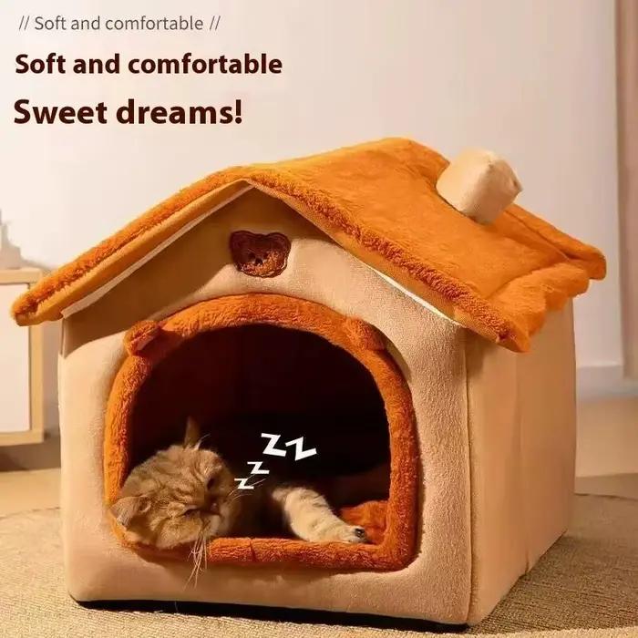 Lit pour chat semi-fermé tendance et confortable