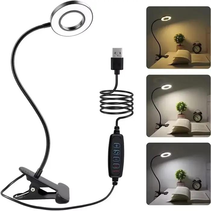 48 LED lampe de bureau Clip USB livre lumière chevet 360 ° Protection oculaire flexible col de cygne