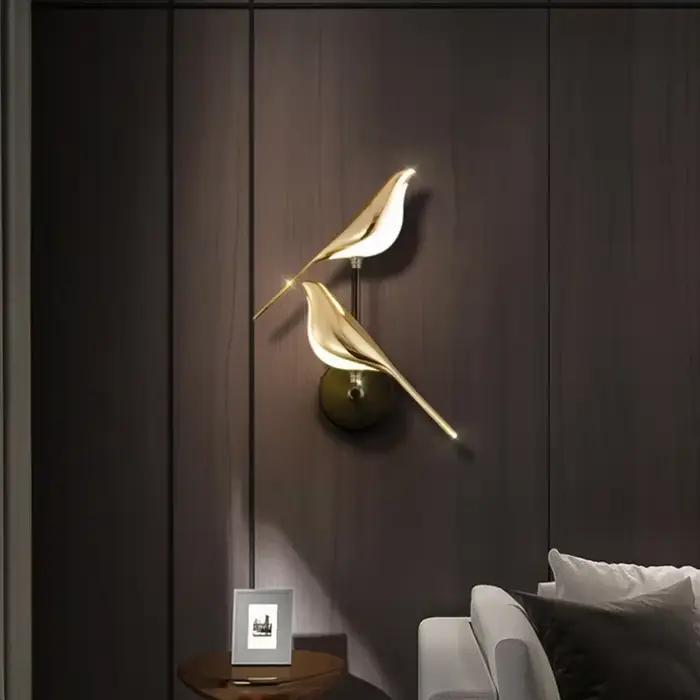 Applique murale oiseau nordique, décor de table à manger, cuisine, lumières LED, chambre à coucher, chevet, intérieur, chambre, appareil ménager