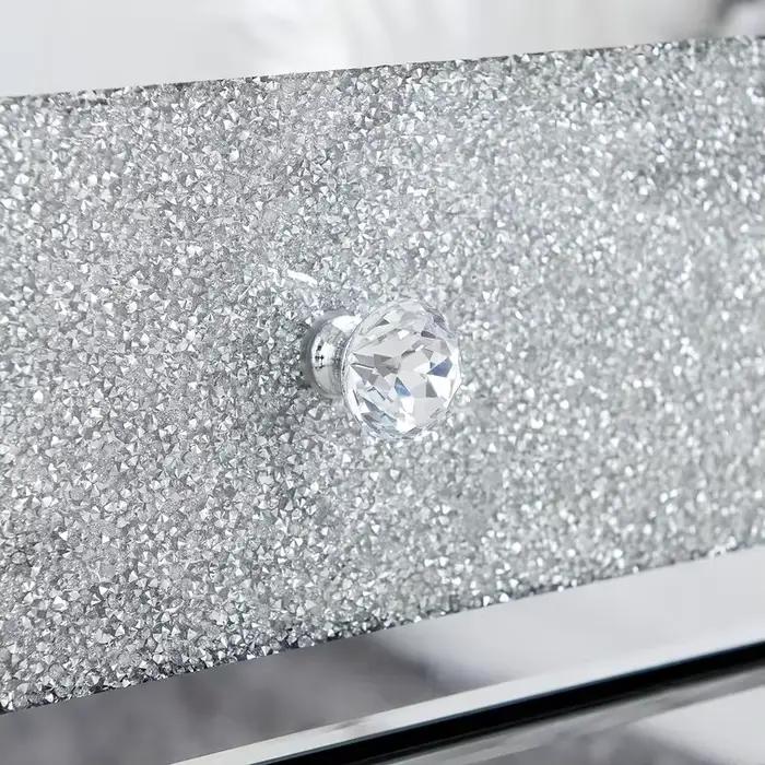 Mode de luxe moderne diamant concassé miroir 3 tiroirs rangement Table de chevet côté lit