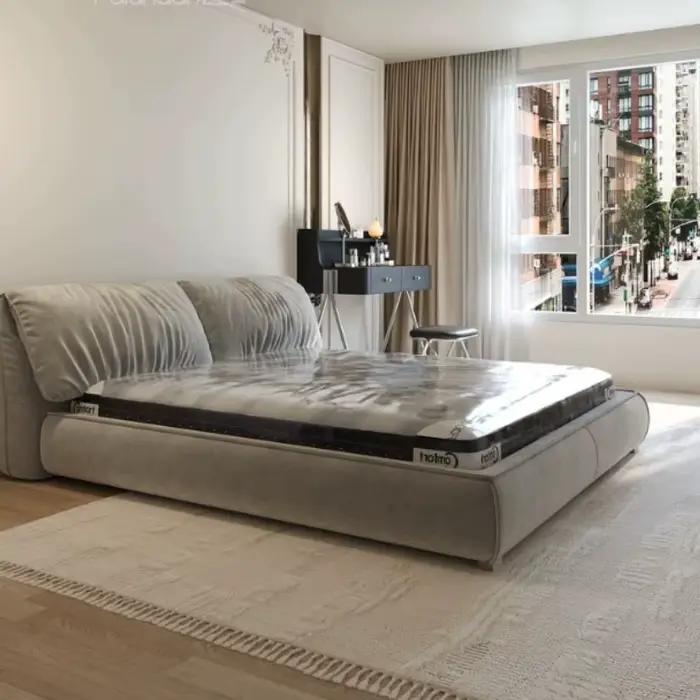 Lit double en tissu simple et luxueux pour 2 personnes
