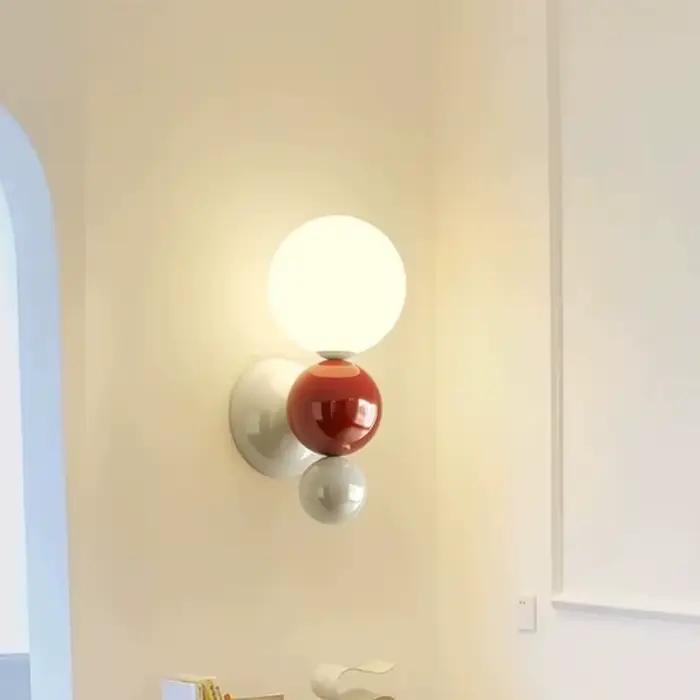 Chambre chevet mur LED lampe en forme de perle blanc couleur contrastée escalier couloir applique murale décoration