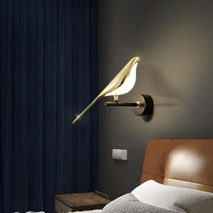 Applique murale oiseau nordique, décor de table à manger, cuisine, lumières LED, chambre à coucher, chevet, intérieur, chambre, appareil ménager