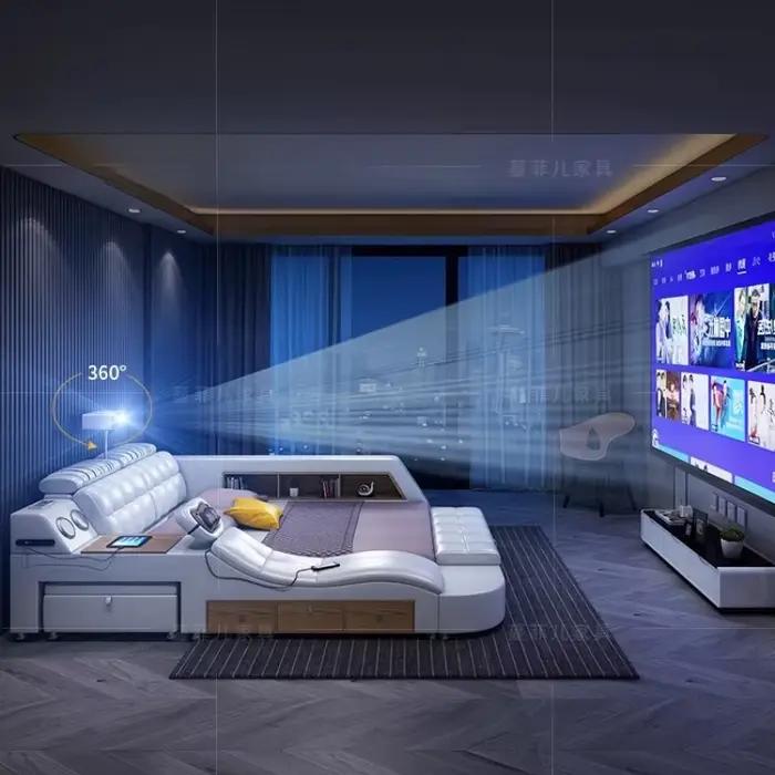 Chambre principale lit cadres européens tête De lit De luxe lit multifonctionnel dormir Meubles