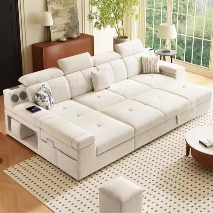 Canapé d'angle électrique rétractable et pliable avec fonction couchage pour hôtel et salon