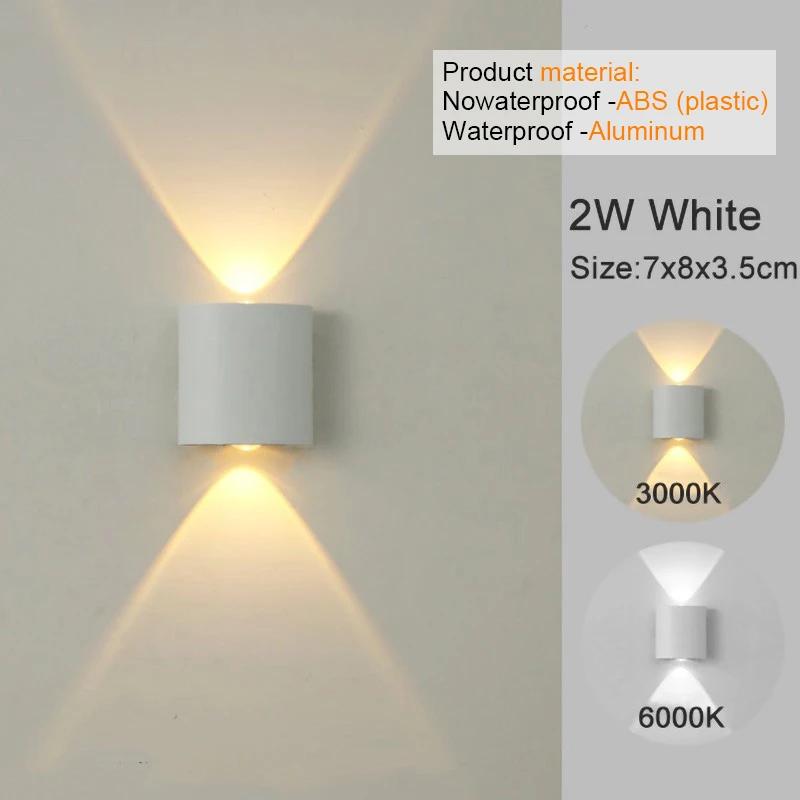 Applique murale LED moderne d'intérieur et d'extérieur, applique murale blanche montée et descente,