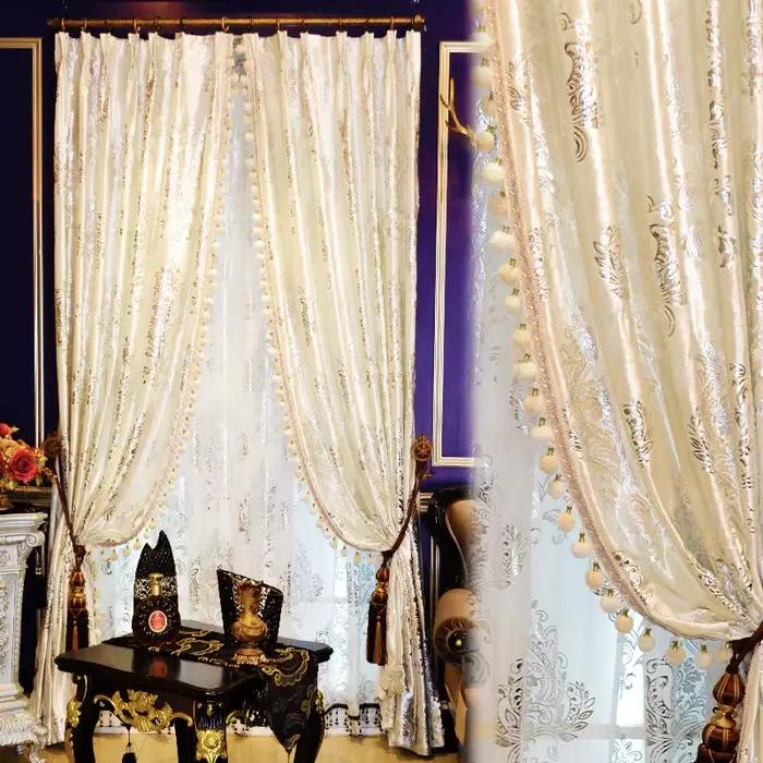 Rideaux en velours pour fenêtre, rideau blanc, rideau occultant luxueux, tulle pur, or, design europ