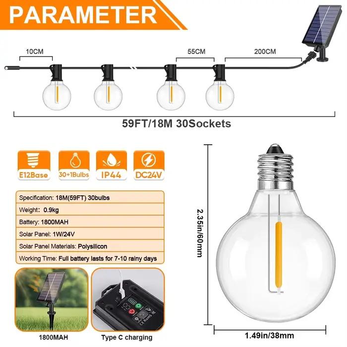 Guirlande lumineuse solaire d'extérieur G40