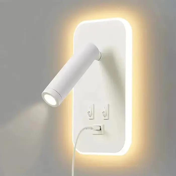Applique murale rotative moderne avec Usb chambre étude salon hôtel chevet lecture Rotation mur LED lumière avec interrupteur de commande