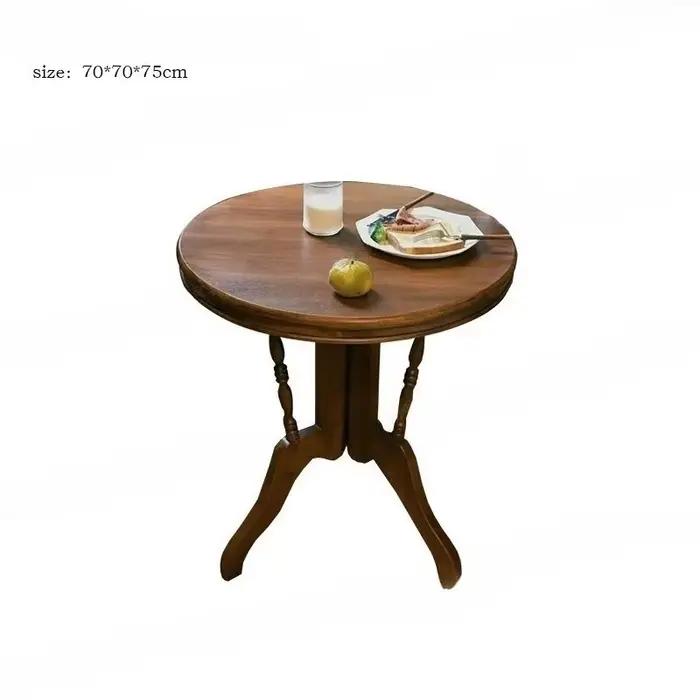 Tables basses d'art en bois sculpté rétro, Table de chevet ronde multifonctionnelle Simple pour cham