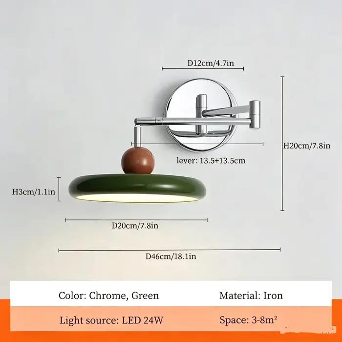 Lampe murale à bras articulé LED pour chambre à coucher
