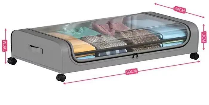  Boîte de rangement pour fond de lit avec roulettes, organisateur anti-poussière pour vêtements,