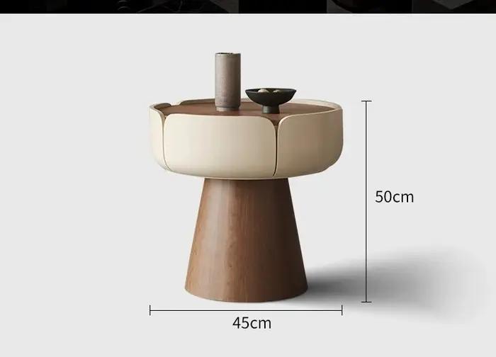 Meuble de rangement de chevet compact, minimaliste et moderne, de style crème, en bois massif, avec tiroirs, pour petite chambre.