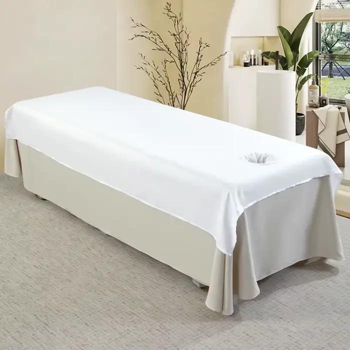 Drap de lit de beauté avec trou, nouvelle housse de lit de Massage, couleur unie, respirant et respectueux de la peau, pour Clubs de Spa