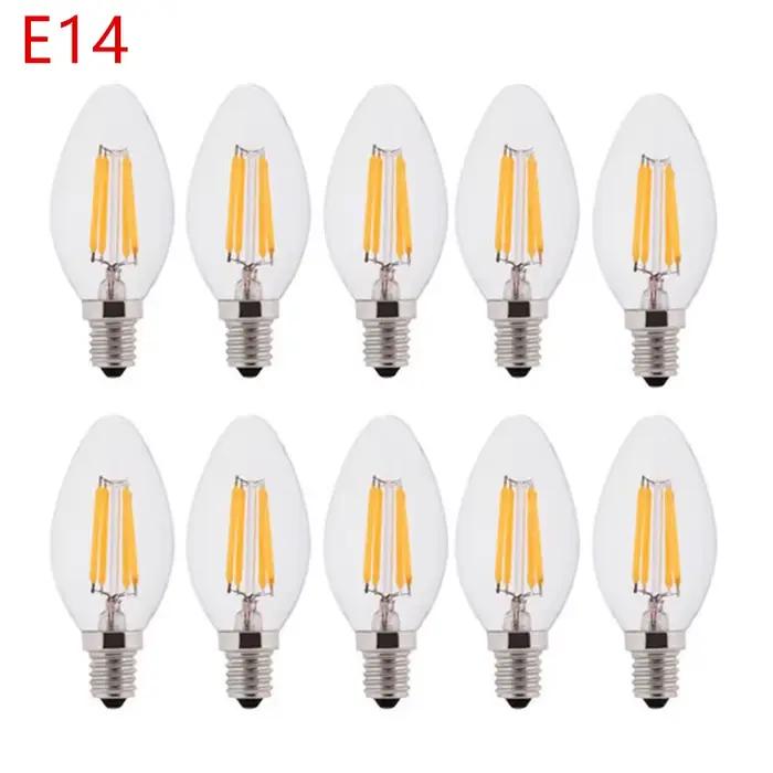 Ampoule LED C35 E14 E12 E27 220V 110V, variable 2W 4W 6W, bougie à économie d'énergie, lumière à Fil