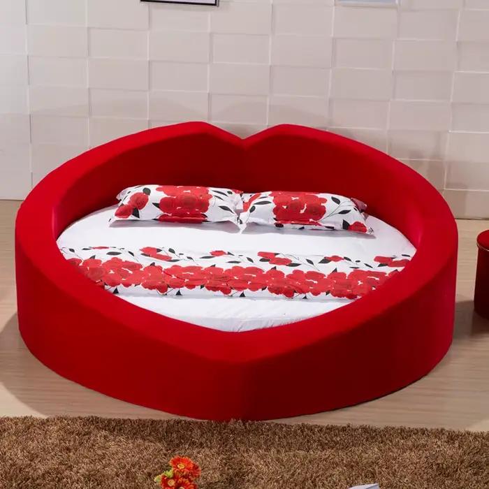 Lit Moderne en Tissu, Nouveau Lit Double Princesse Chinois pour Chambre à Coucher