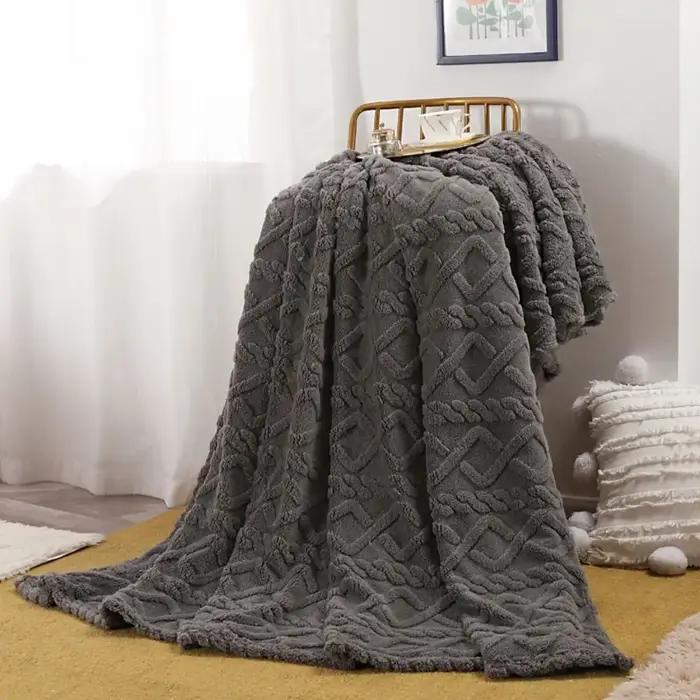 Couverture en peluche lavable en machine pour canapé et lit
