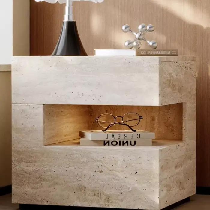 Table de chevet intelligente avec lampe et tiroirs
