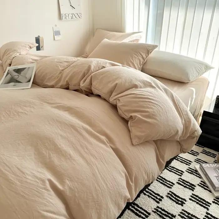 Ensemble de literie en coton massif, linge de lit avec drap, housse de couette, taies d'oreiller, dr