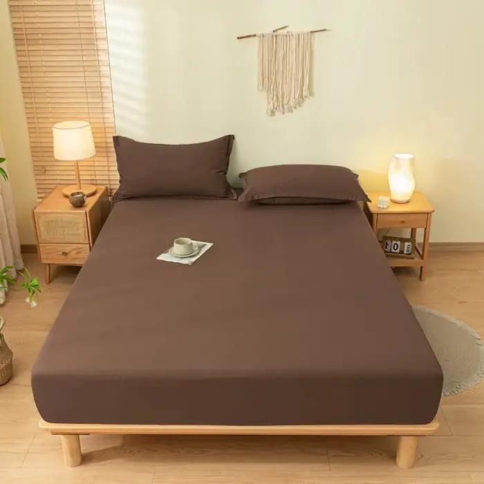 Ensemble de draps-housses brossés de couleur unie