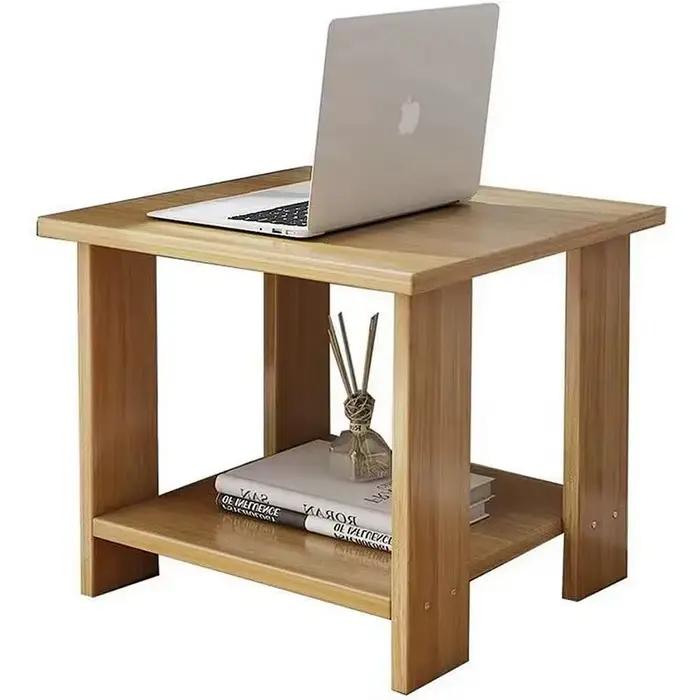 Table de chevet Simple en bois massif, table de nuit Double couche, salon, canapé, Table d'appoint,