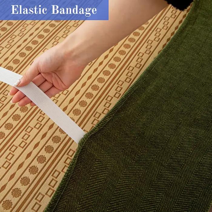 Housse de sommier avec jupe de lit élastiquée en tissu chenille épais imitation lin, antidérapante et anti-poussière