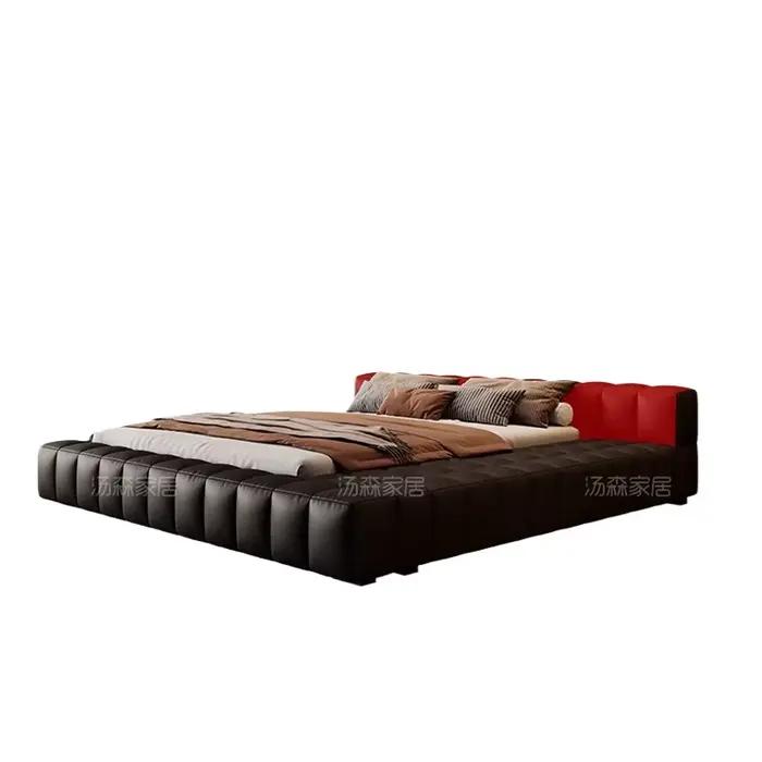 Lit européen noir King Size plate-forme sans tête lit De luxe mince imperméable Cama De Lujo Para dortoir meubles De chambre