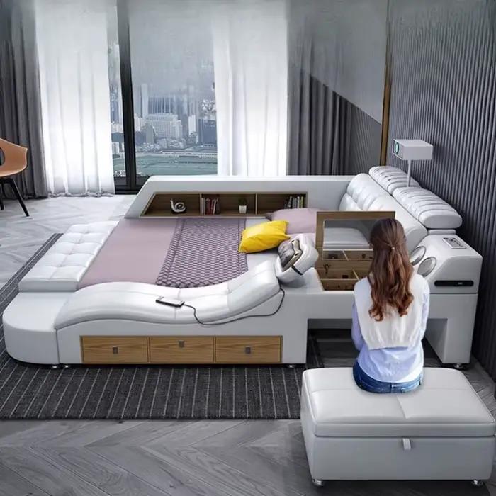 Chambre principale lit cadres européens tête De lit De luxe lit multifonctionnel dormir Meubles