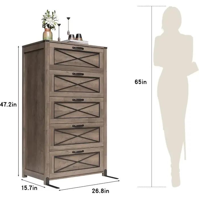 5 tiroirs pour chambre à coucher, commode de chambre à coucher en bois, commode et commode en bois d