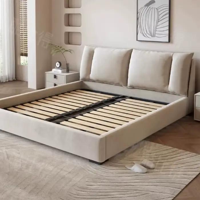 Lit plateforme double king size italien 180x200cm en tissu, simple, pour chambre à coucher, ensemble complet de meubles