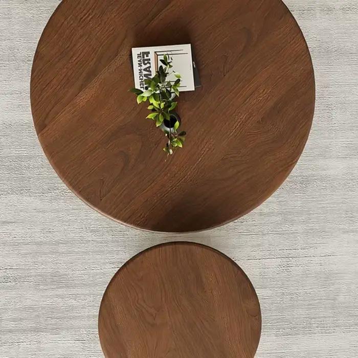 Table basse ronde en bois pour chambres à coucher