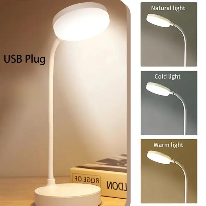 Lampe de bureau LED flexible avec variateur à 3 niveaux, alimentée par USB, soin des yeux, lumière b