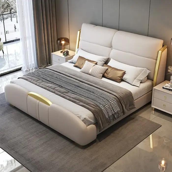 Sommeil fantaisie lit luxe nordique tête de lit Queen Size tables de nuit cadre Muebles Para dortoir chambre ensemble meubles