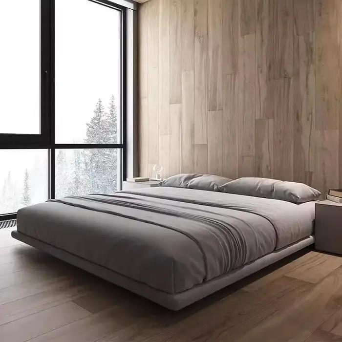 Lit mezzanine flottant Tatami Gris Hôtelier Grand Lit Cadre en Bois pour Adultes Letto Matrimoniale 180x200 Meubles en Liquidation