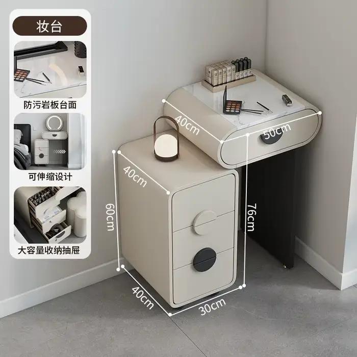 Coiffeuse de luxe au design moderne avec miroir et tabouret, simple et rétractable, pour maquillage